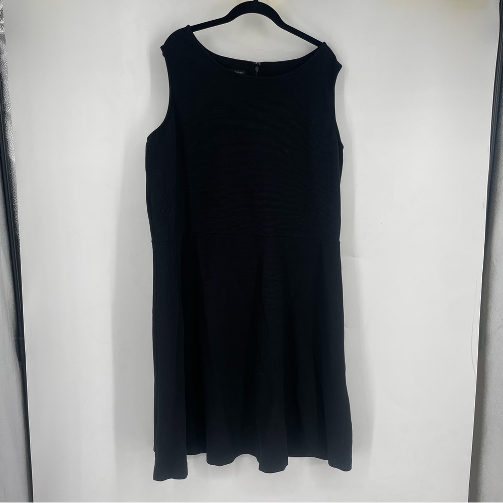 Talbots Plus Size 3X Black Ribbed Sleeveless Dress Formal Church Office Career